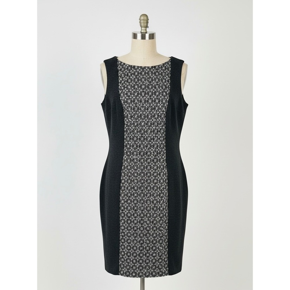 Chicos Sequin Lace Front Sheath Dress Charcoal Gray Size 0.5 Small
